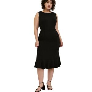 Torrid Black Sleeveless Ruffle Hem Midi‎ Dress Size 2